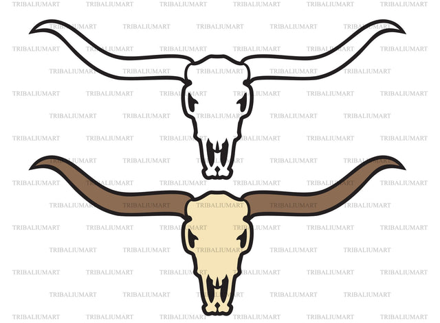 Longhorn head skull SVG TribaliumArtSF 
