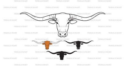 Longhorn head (Texas design, bull icon) SVG TribaliumArtSF 