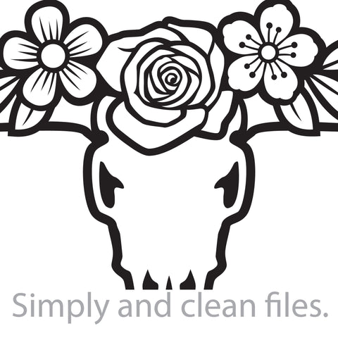 Longhorn skull and flowers SVG TribaliumArtSF 