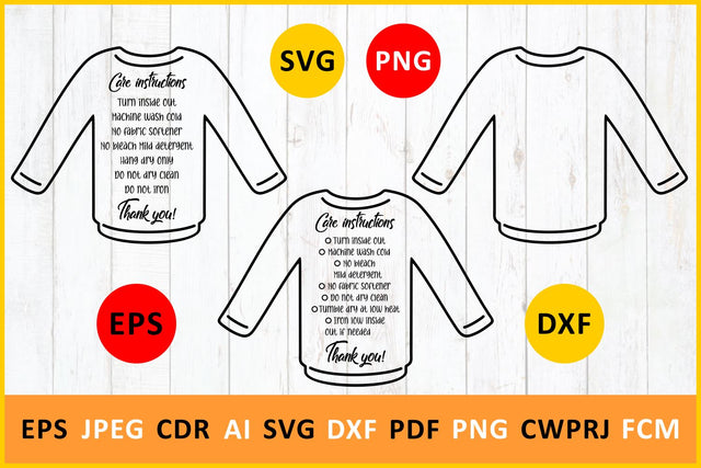 Longsleeve TShirt SVG Care instruction Longsleeve TShirt svg SVG Zoya Miller 