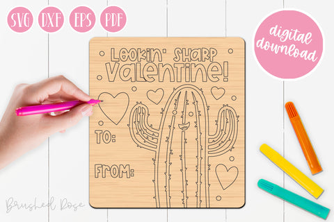 Lookin Sharp Valentine| Glowforge | Laser cut Kids Craft SVG Brushed Rose 