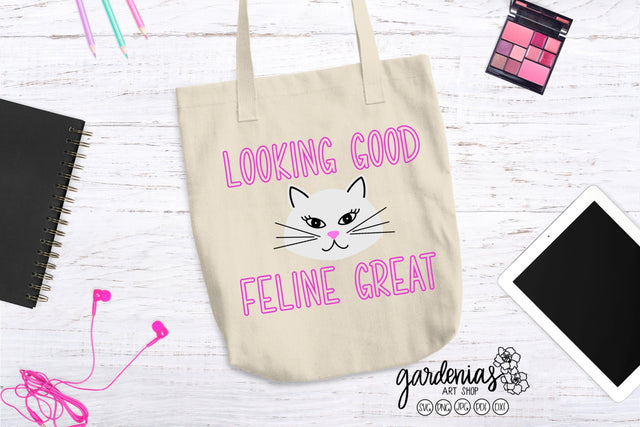 Looking Good Feline Great Cat Outline SVG Gardenias Art Shop 