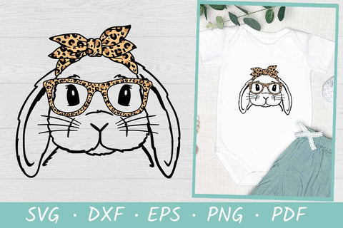 Lop Bunny leopard bandana and glasses | Easter Bunny SVG SVG Irina Ostapenko 