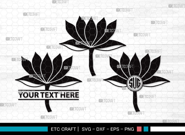 Lotus Flower Monogram SVG Cut Files | Lotus Flower SVG | Floral Svg | Lotus Flower Clipart SVG ETC Craft 