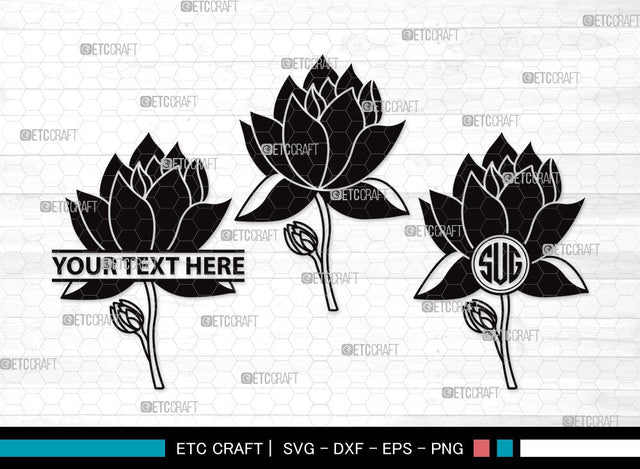Lotus Flower Monogram SVG Cut Files | Lotus Flower SVG | Floral Svg | Lotus Flower Clipart SVG ETC Craft 