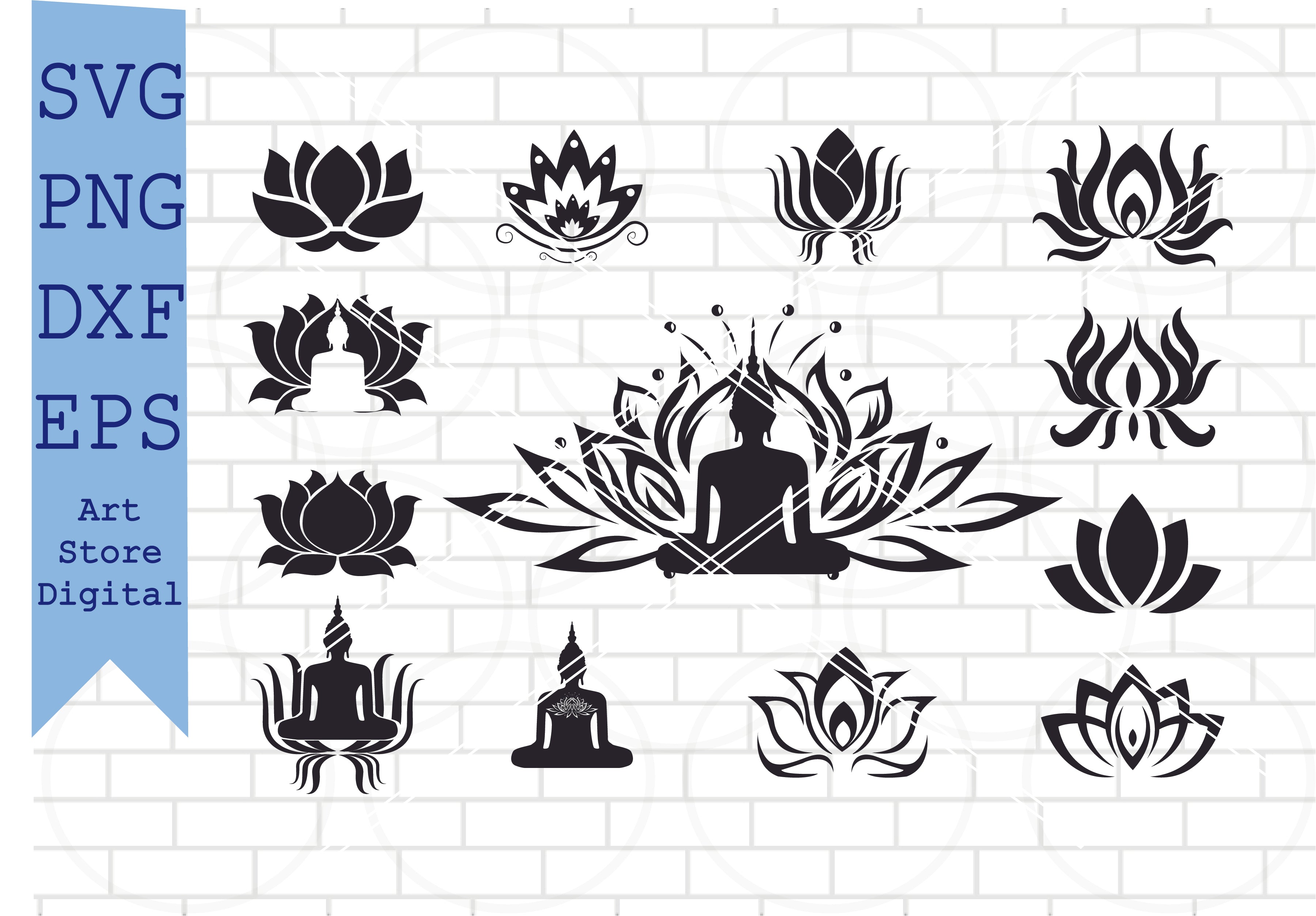 Lotus Flower SVG Bundle, Lotus Svg, Png, Dxf, Eps Cut Files - So Fontsy