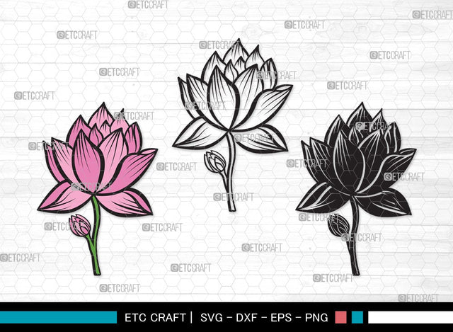 Lotus Flower SVG Cut Files | Lotus Flower SVG | Floral Svg | Lotus Flower Clipart SVG ETC Craft 