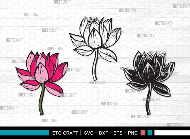 Lotus Flower SVG Cut Files | Lotus Flower SVG | Floral Svg | Lotus Flower Clipart SVG ETC Craft 