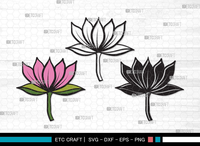 Lotus Flower SVG Cut Files | Lotus Flower SVG | Floral Svg | Lotus Flower Clipart SVG ETC Craft 
