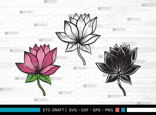 Lotus Flower SVG Cut Files | Lotus Flower SVG | Floral Svg | Lotus Flower Clipart SVG ETC Craft 