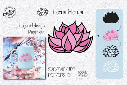 Lotus Flower SVG template for Cricut project SVG Createya Design 