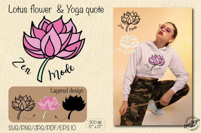 Lotus Flower SVG Template with Yoga Inspirational quote Zen mode for Cricut project SVG Createya Design 