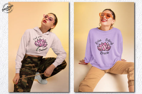 Lotus Flower Template with Yoga Inspirational quotes SVG for Cricut project SVG Createya Design 