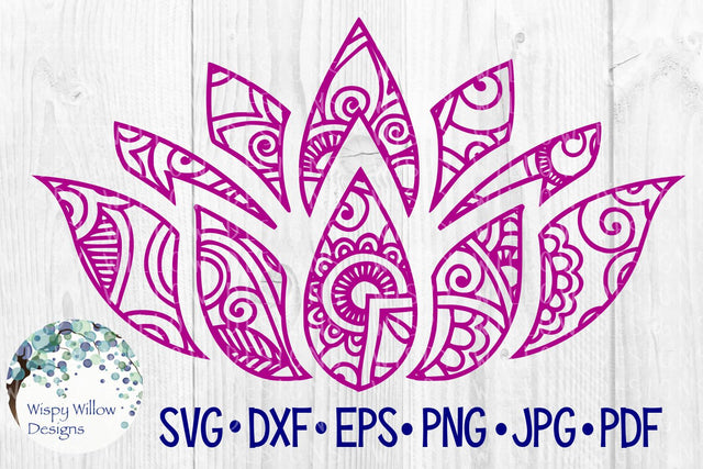 Lotus Flower Zentangle SVG Wispy Willow Designs 