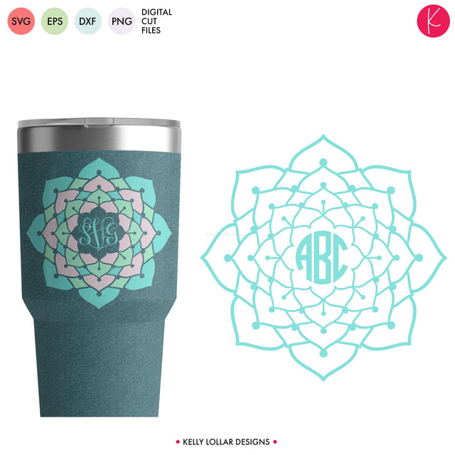 Lotus Mandala Monogram Frame SVG Kelly Lollar Designs 
