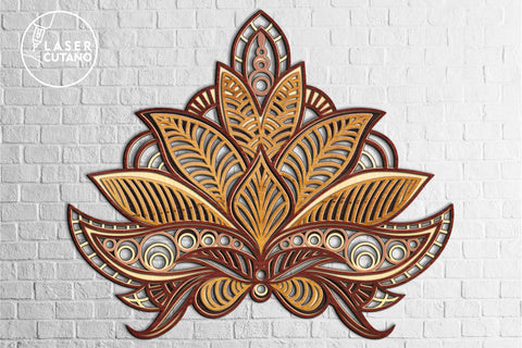 Lotus Multilayer Cut Files for Laser Cut Wood or Cricut, Paper Craft, SVG, 3D Designs, Mandala SVG LaserCutano 