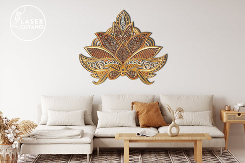 Lotus Multilayer Cut Files for Laser Cut Wood or Cricut, Paper Craft, SVG, 3D Designs, Mandala SVG LaserCutano 