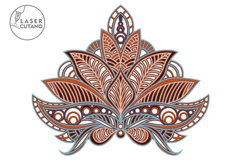 Lotus Multilayer Cut Files for Laser Cut Wood or Cricut, Paper Craft, SVG, 3D Designs, Mandala SVG LaserCutano 