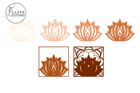 LOTUS Multilayer Laser Cut Files, Mandala, 3D Designs, Paper Cut Design, Laser Cut design, SVG's SVG LaserCutano 