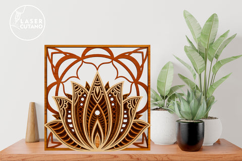 LOTUS Multilayer Laser Cut Files, Mandala, 3D Designs, Paper Cut Design, Laser Cut design, SVG's SVG LaserCutano 