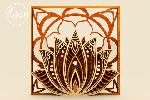 LOTUS Multilayer Laser Cut Files, Mandala, 3D Designs, Paper Cut Design, Laser Cut design, SVG's SVG LaserCutano 