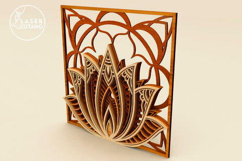 LOTUS Multilayer Laser Cut Files, Mandala, 3D Designs, Paper Cut Design, Laser Cut design, SVG's SVG LaserCutano 