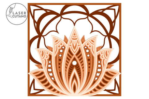 LOTUS Multilayer Laser Cut Files, Mandala, 3D Designs, Paper Cut Design, Laser Cut design, SVG's SVG LaserCutano 