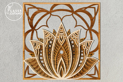 LOTUS Multilayer Laser Cut Files, Mandala, 3D Designs, Paper Cut Design, Laser Cut design, SVG's SVG LaserCutano 