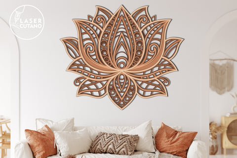 LOTUS Multilayer Laser Cut Files, Mandala, Round SVG, 3D Designs SVG LaserCutano 