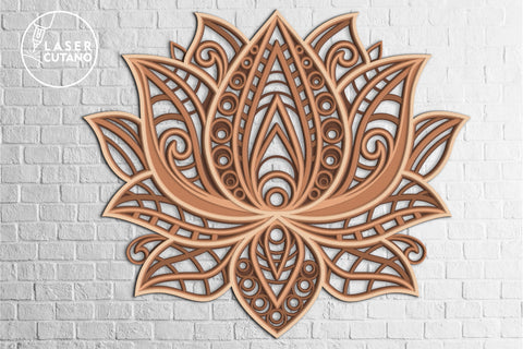 LOTUS Multilayer Laser Cut Files, Mandala, Round SVG, 3D Designs SVG LaserCutano 
