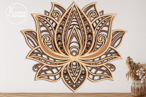LOTUS Multilayer Laser Cut Files, Mandala, Round SVG, 3D Designs SVG LaserCutano 