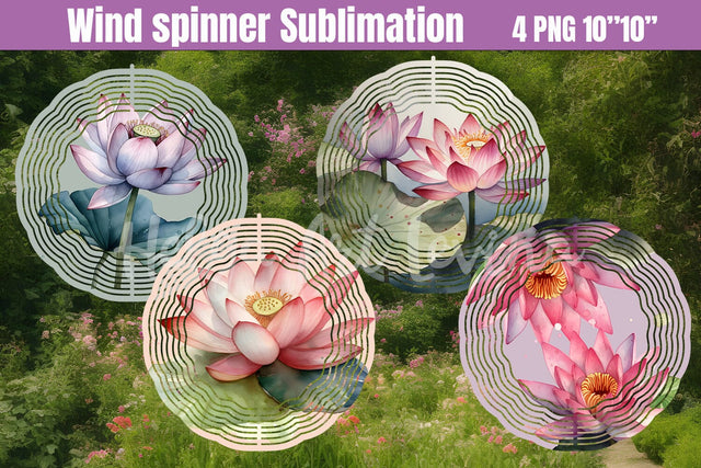 Lotus Wind Spinner | Flowers Wind Wpinner Sublimation Sublimation Helga Art 