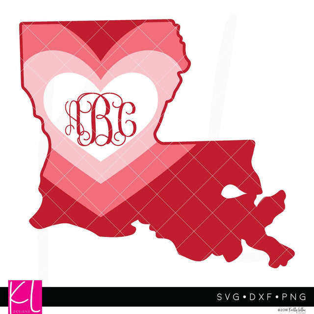 Louisiana Heart Monogram Frame SVG Kelly Lollar Designs 