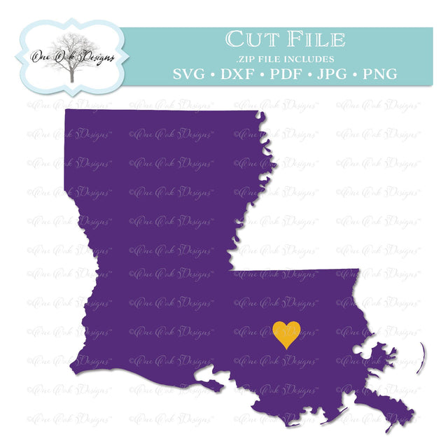 Louisiana Home State Heart SVG One Oak Designs 