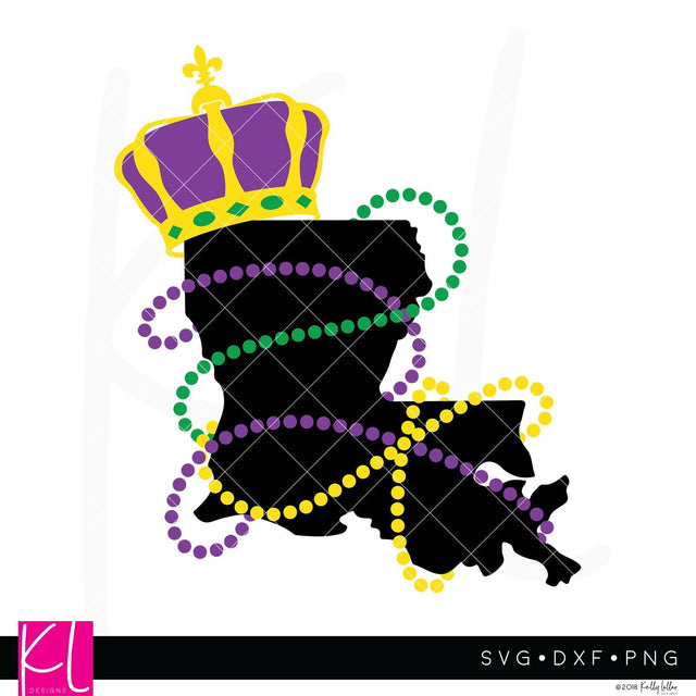 Louisiana Mardi Gras State SVG Kelly Lollar Designs 