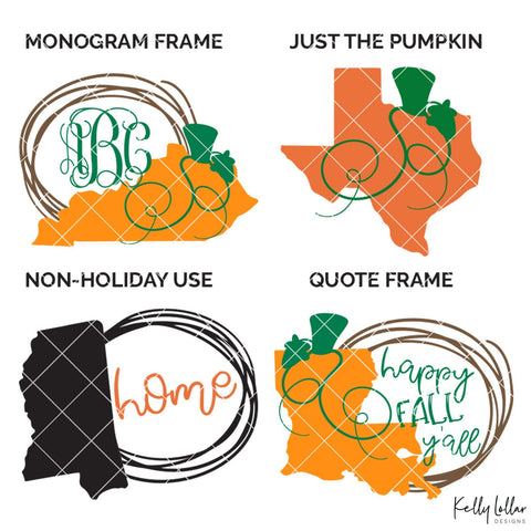 Louisiana Pumpkin Frame SVG Kelly Lollar Designs 