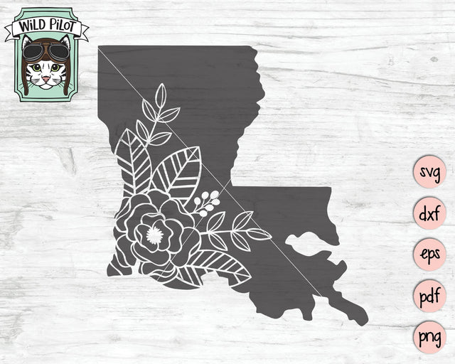 Louisiana Silhouette Floral SVG Cut File SVG Wild Pilot 