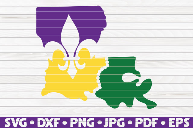 Louisiana state silhouette SVG | Mardi Gras cut file SVG HQDigitalArt 