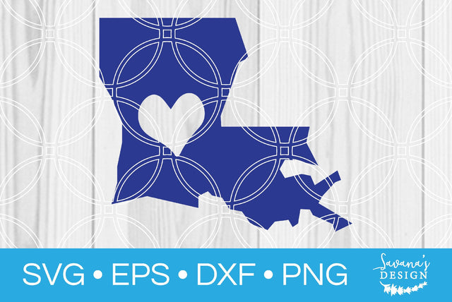 Louisiana State with Heart SVG SavanasDesign 