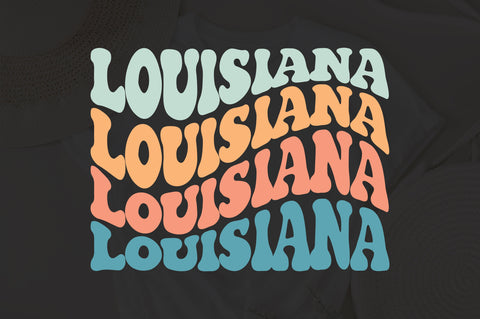 Louisiana svg, Louisiana State svg, USA svg, Patriotic svg, America svg, Boho svg, Wavy Letters svg, Svg Dxf Eps Ai Png Silhouette Cricut SVG Fauz 