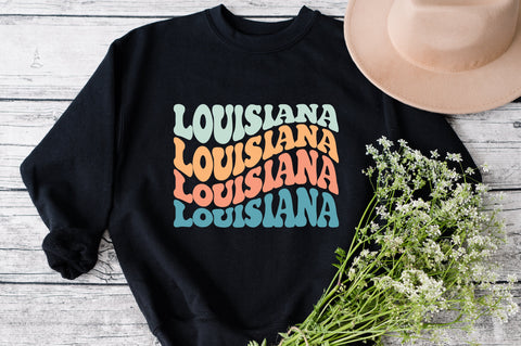 Louisiana svg, Louisiana State svg, USA svg, Patriotic svg, America svg, Boho svg, Wavy Letters svg, Svg Dxf Eps Ai Png Silhouette Cricut SVG Fauz 