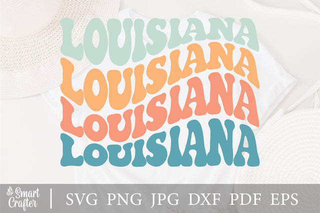 Louisiana svg, Louisiana State svg, USA svg, Patriotic svg, America svg, Boho svg, Wavy Letters svg, Svg Dxf Eps Ai Png Silhouette Cricut SVG Fauz 