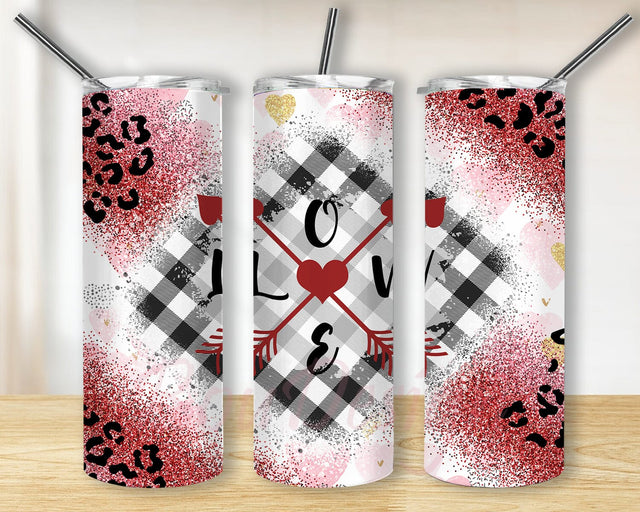 Love 20oz Tumbler Png, Hearts Glitter Tumbler Wrap, Valentine's Day Gift, Love Design With Lid And Straw, Hearts Tumbler Design, Digital Download Sublimation BouDesign 