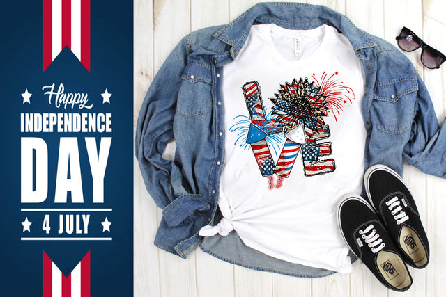 LOVE 4th of July Fireworks Sunflower PNG SVG Svgcraft 