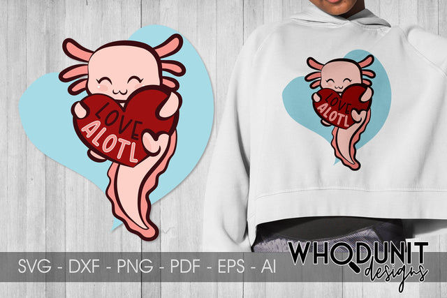Love Alotl SVG| Axolotl Cut File | Valentine clipart SVG Whodunit Designs 
