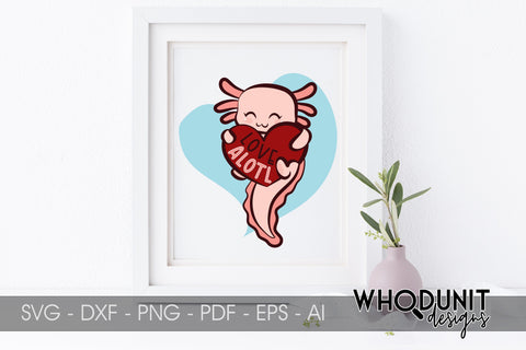 Love Alotl SVG| Axolotl Cut File | Valentine clipart SVG Whodunit Designs 