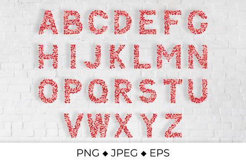 Love Alphabet. Letters A-Z made of hearts. Valentine’s day Sublimation LaBelezoka 