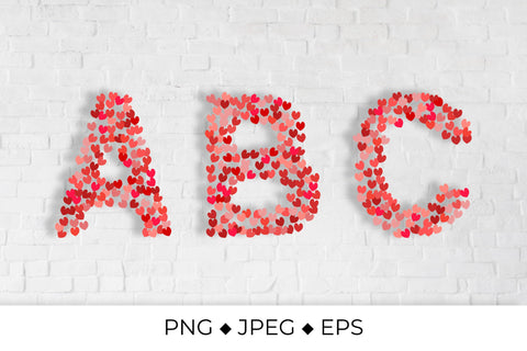 Love Alphabet. Letters A-Z made of hearts. Valentine’s day Sublimation LaBelezoka 