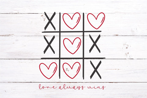 Love Always Wins SVG-Valentine's SVG-Tic Tac Toe SVG SVG Ikonart Design Shop 