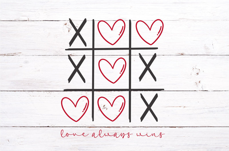 Love Always Wins SVG-Valentine's SVG-Tic Tac Toe SVG - So Fontsy